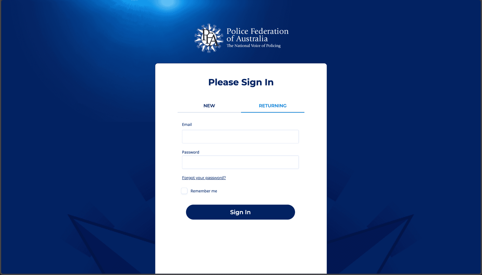 PFA Awards Platform screenshot